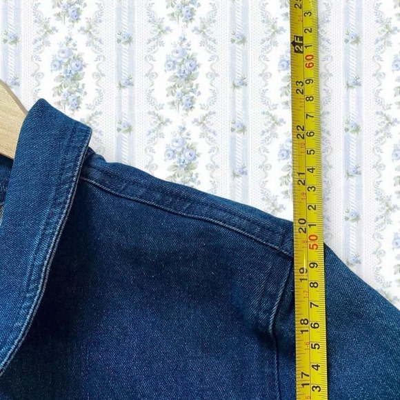 BACCINI Denim Stretch Jean Jacket Blue White Ombré Button Front Chest Pockets L - Picture 4 of 5